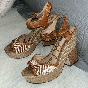 Sam Edelman Tan and Brown platform Sandals US 8.5